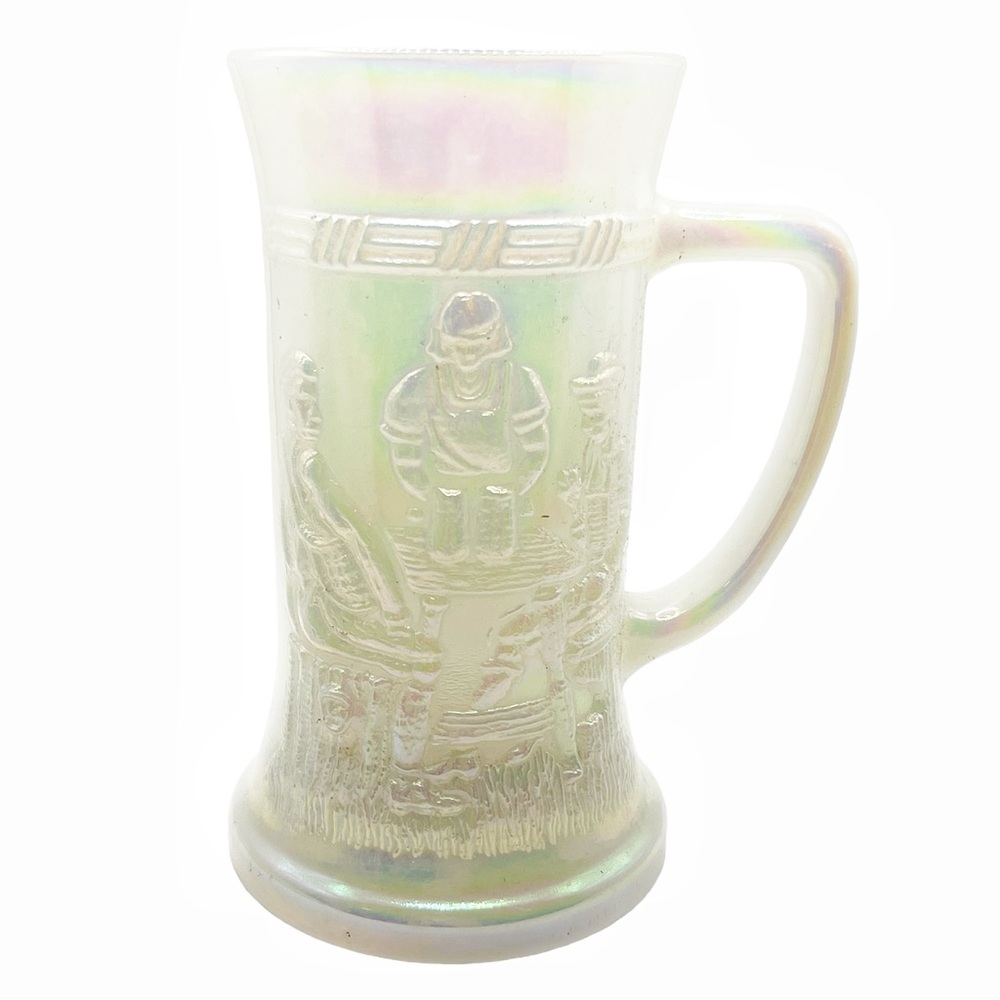 Vintage Federal Glass Iridescent Milk Glass Mug